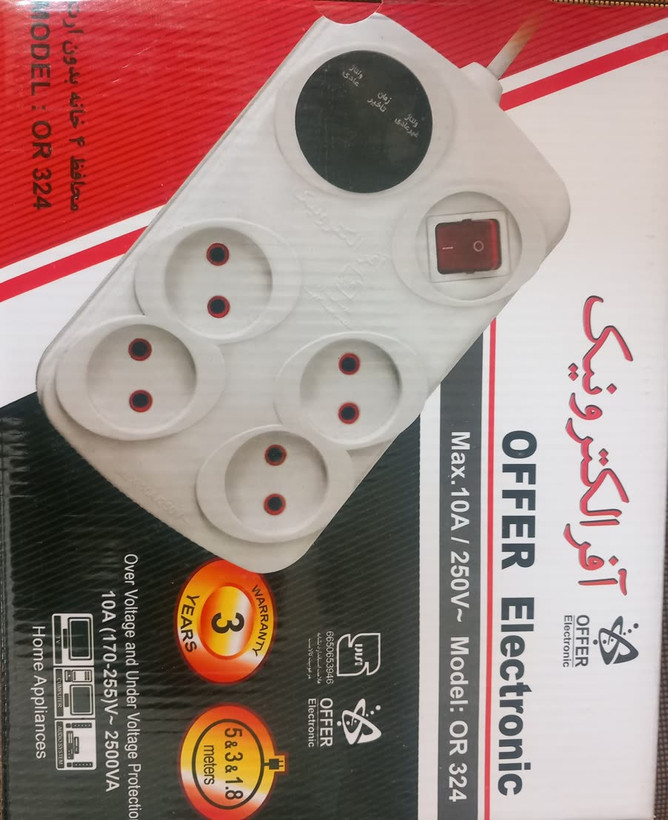 محافظ صوتی وتصویری ۴خانه بدون ارت ۱/۸متری آفرالکترونیک